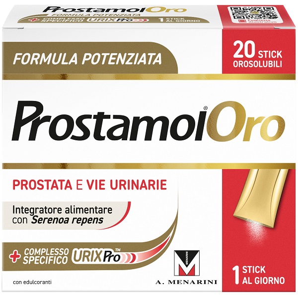 PROSTAMOL ORO 20 STICK OROSOLUBILI DA 1,6 G GUSTO FRUTTI ROSSI CON EDULCORANTI SENZA ZUCCHERI SENZA GLUTINE NATURALMENTE PRIVO DI LATTOSIO